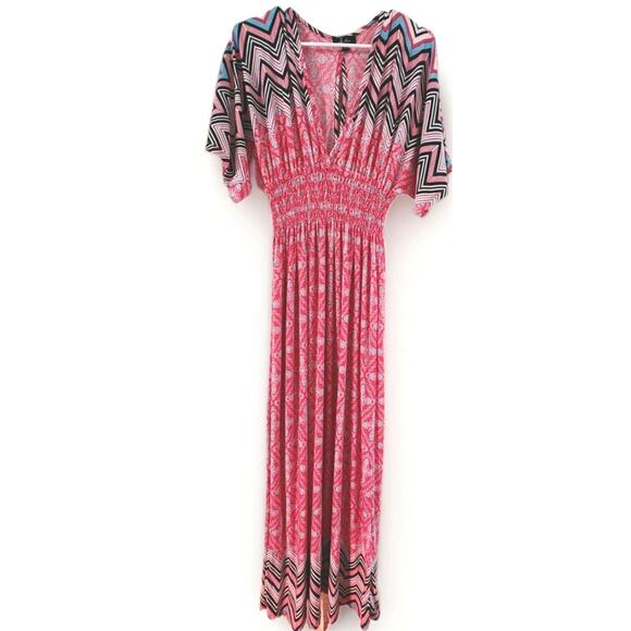 5th and Love Pink Boho Maxi Dress With Dolman Sleeves Boho Gypsy Size Large - Picture 1 of 9